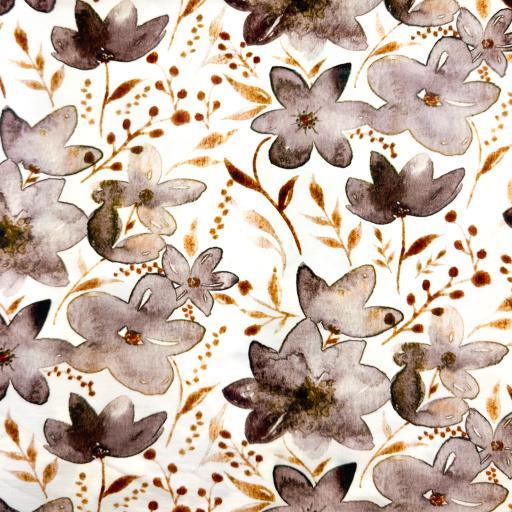 Heavy Viscose jersey, Flowers Taupe